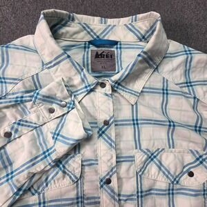 Rei Shirt Button Up Snap Women XL Extra Large Long Sleeve Roll Tap Nylon Fishing